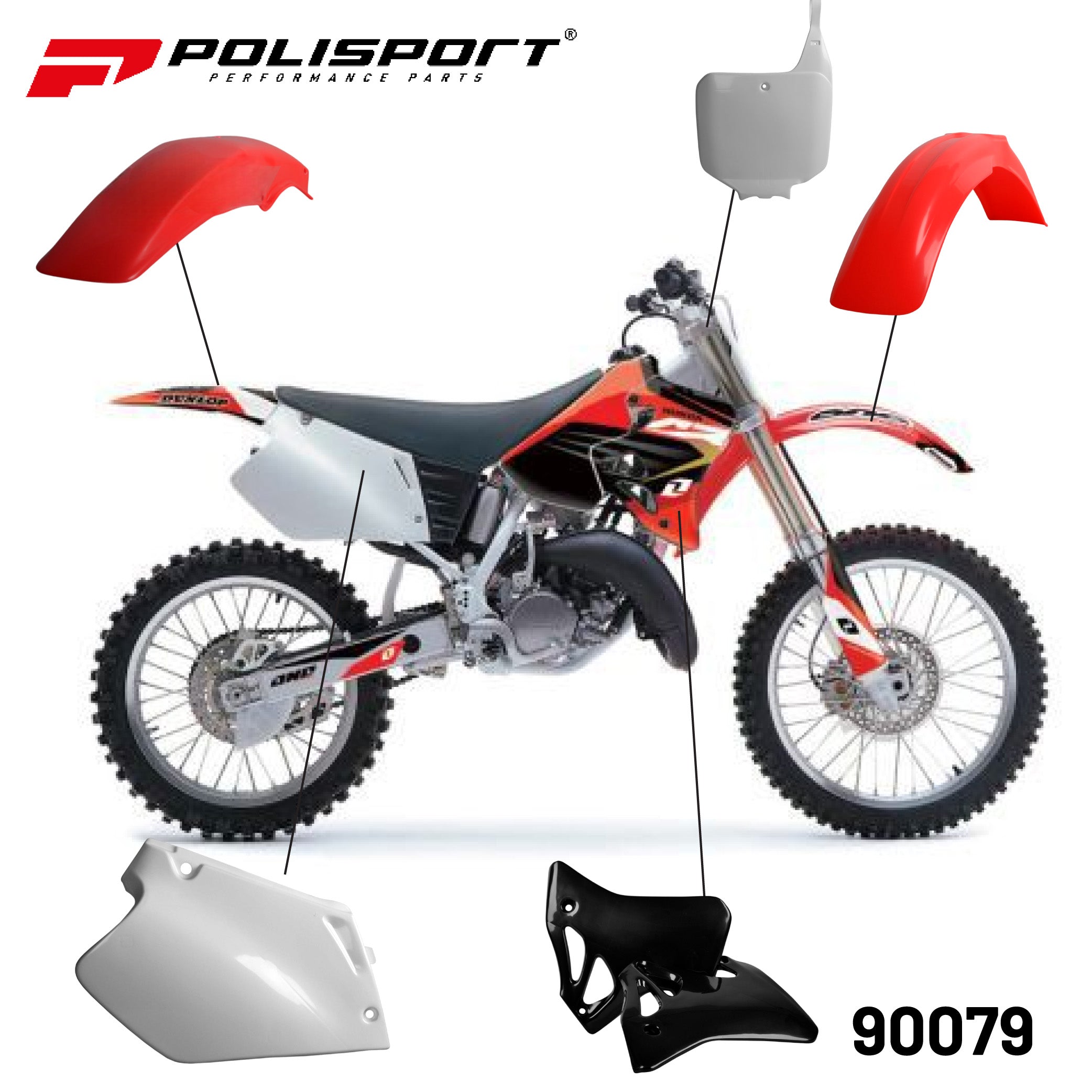 Polisport Standard Replica Plastic Kit Honda CR 250R (95-96) CR 125R (95-97) OEM