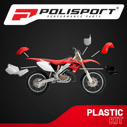 Polisport Motocross (MX) Replica Plastic Kit for Honda CR125R (1995–1997) & CR250R (1995–1996) Dirt Bike – OEM Quality, Durable, Flexible & Perfect Fit – Red/White