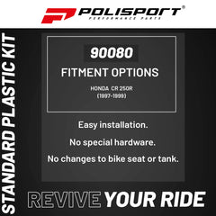 Polisport Motocross (MX) Replica Plastic Kit for Honda CR 250R (1997-99) Dirt Bike – OEM Quality, Durable, Flexible & Perfect Fit – Red/White