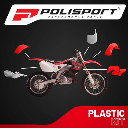 Polisport Motocross (MX) Replica Plastic Kit for Honda CR 250R (1997-99) Dirt Bike – OEM Quality, Durable, Flexible & Perfect Fit – Red/White