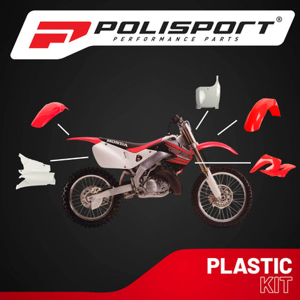 Polisport Motocross (MX) Replica Plastic Kit for Honda CR 125R/250R (2000-01) Dirt Bike – OEM Quality, Durable, Flexible & Perfect Fit – Red/White