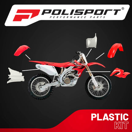Polisport Motocross (MX) Replica Plastic Kit for Honda CRF 450R (2005-06) Dirt Bike – OEM Quality, Durable, Flexible & Perfect Fit – Red/White