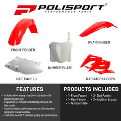 Polisport Standard Plastic Kit for Honda CRF450R (2002-2003) OEM Quality Kit with Superior Fit, Flexibility, and Durability (Red)