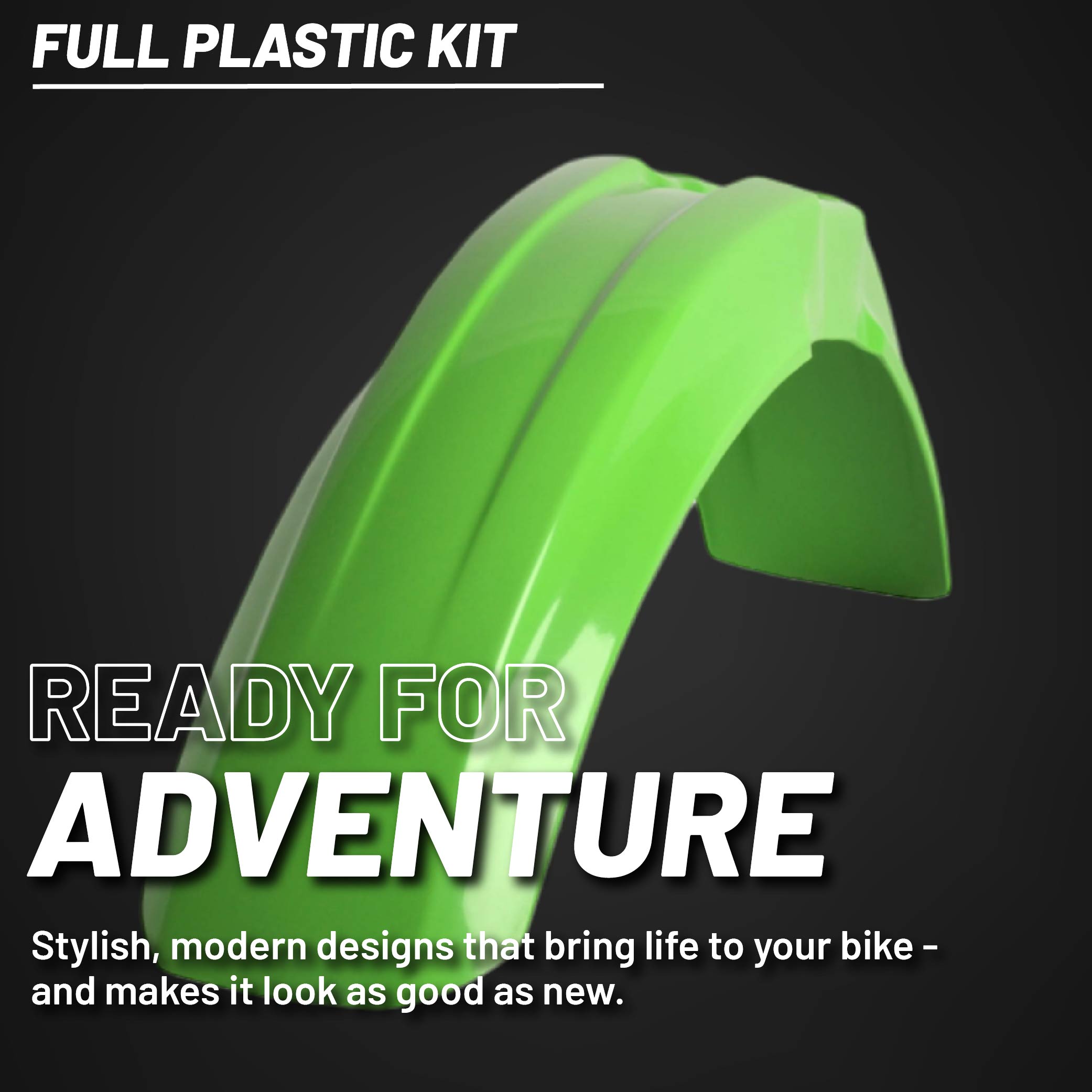 Polisport Motocross (MX) Replica Plastic Kit for Kawasaki KX 125/250 (1996-98) Dirt Bike – OEM Quality, Durable, Flexible & Perfect Fit – Green/White