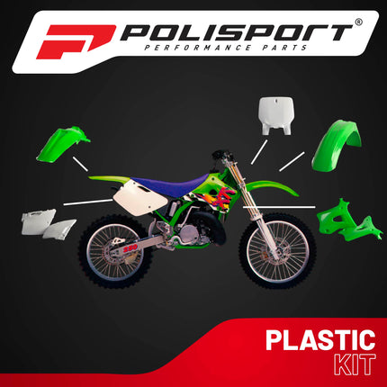 Polisport Motocross (MX) Replica Plastic Kit for Kawasaki KX 125/250 (1996-98) Dirt Bike – OEM Quality, Durable, Flexible & Perfect Fit – Green/White