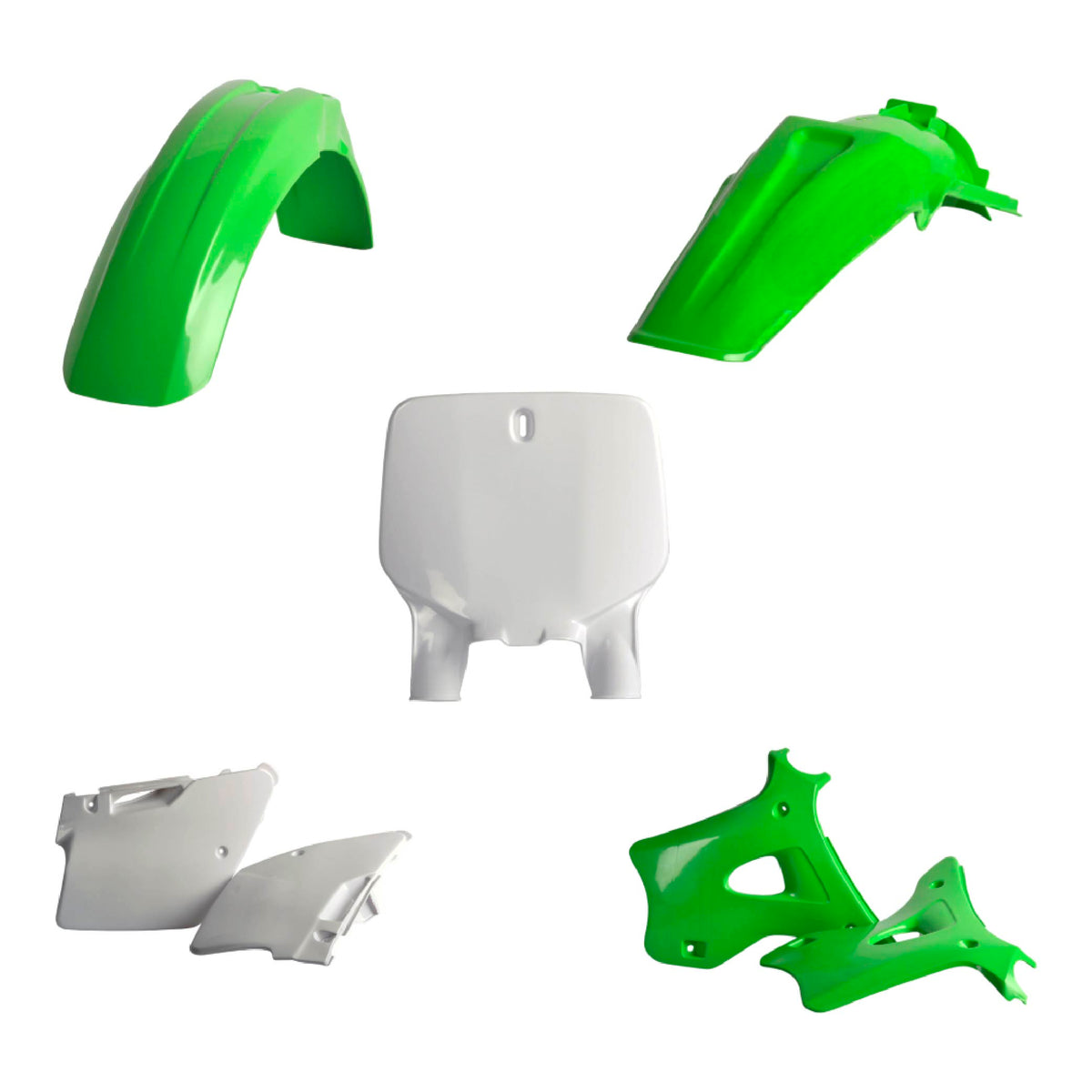 Polisport Motocross (MX) Replica Plastic Kit for Kawasaki KX 125/250 (1999-02) Dirt Bike – OEM Quality, Durable, Flexible & Perfect Fit – Green/White