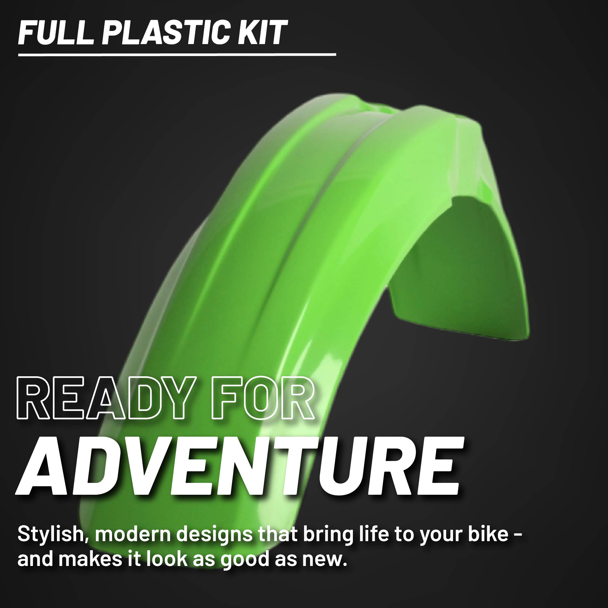 Polisport Motocross (MX) Replica Plastic Kit for Kawasaki KX 125/250 (1999-02) Dirt Bike – OEM Quality, Durable, Flexible & Perfect Fit – Green/White