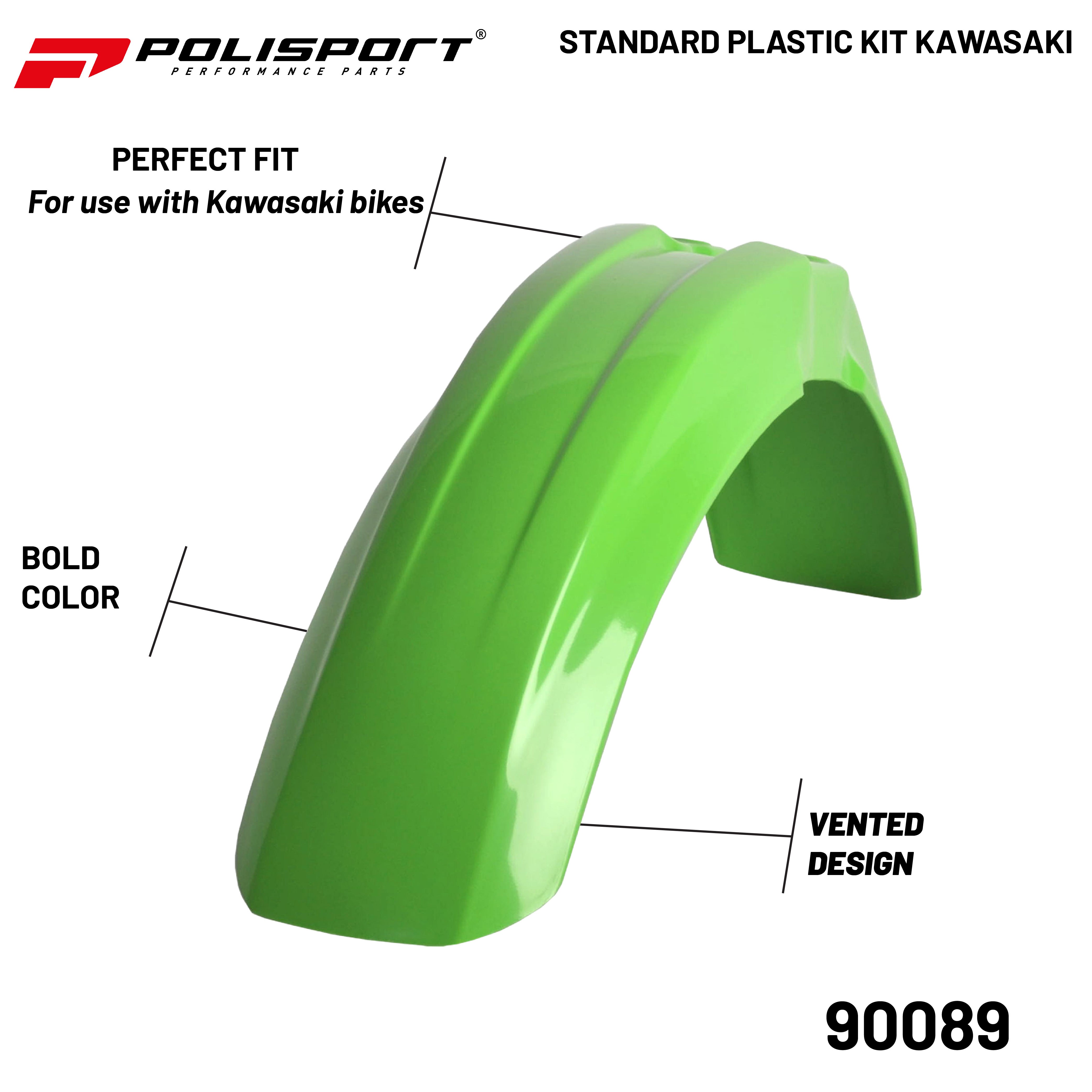 Polisport Full Plastic Kit for Kawasaki KX125/250 (1999-2002) OEM Quality Restyling Kit with Superior Fit, Flexibility, and Durability (Green/White)