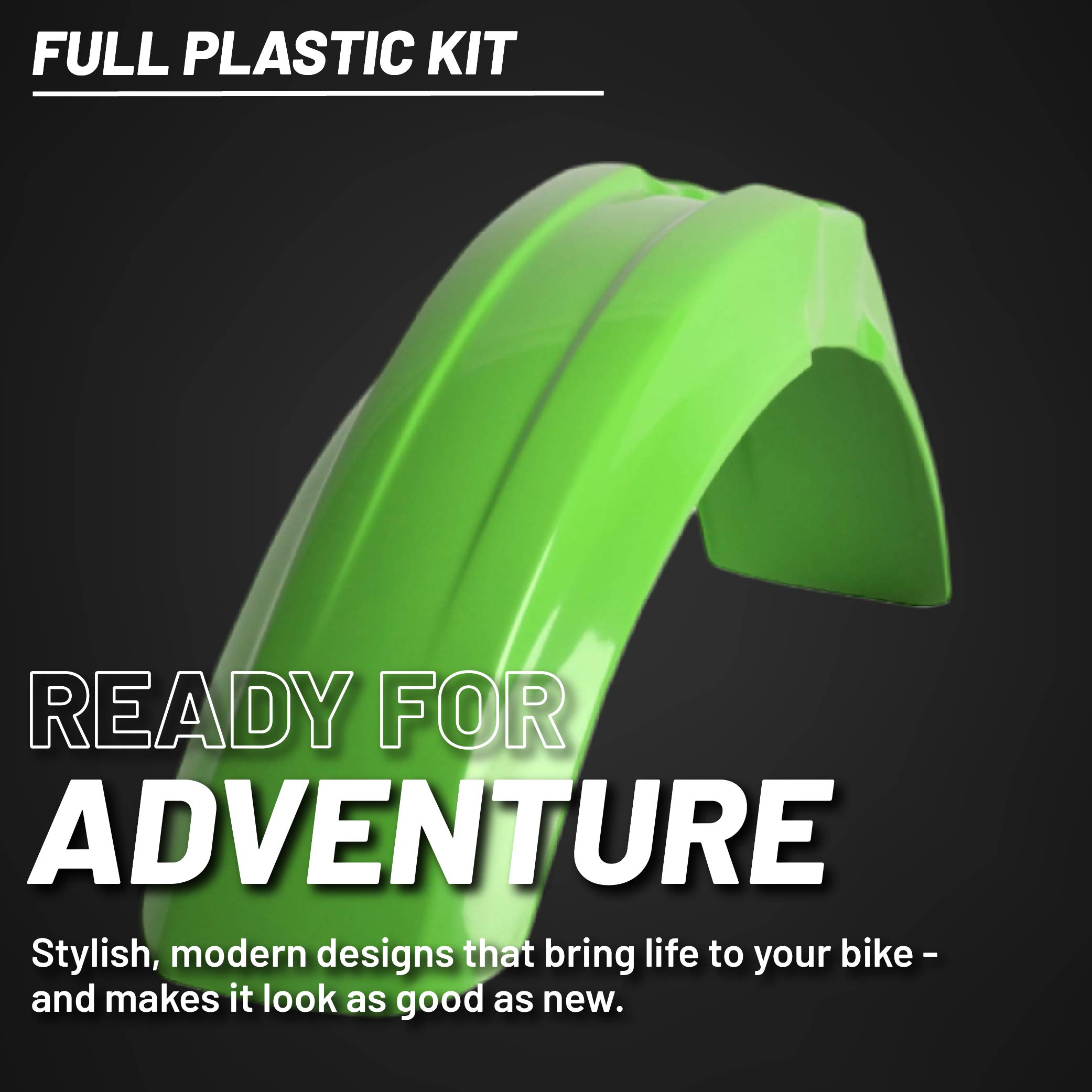 Polisport Motocross (MX) Replica Plastic Kit for Kawasaki KX 125/250 (2003-08) Dirt Bike – OEM Quality, Durable, Flexible & Perfect Fit – Green/White