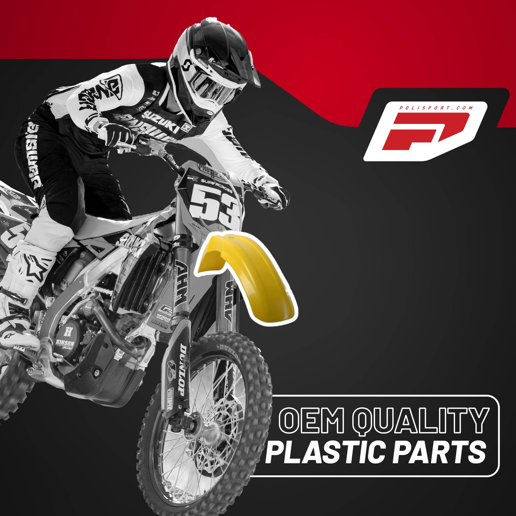Polisport Motocross (MX) Replica Plastic Kit for Suzuki RMZ 250 (2004-06) Dirt Bike