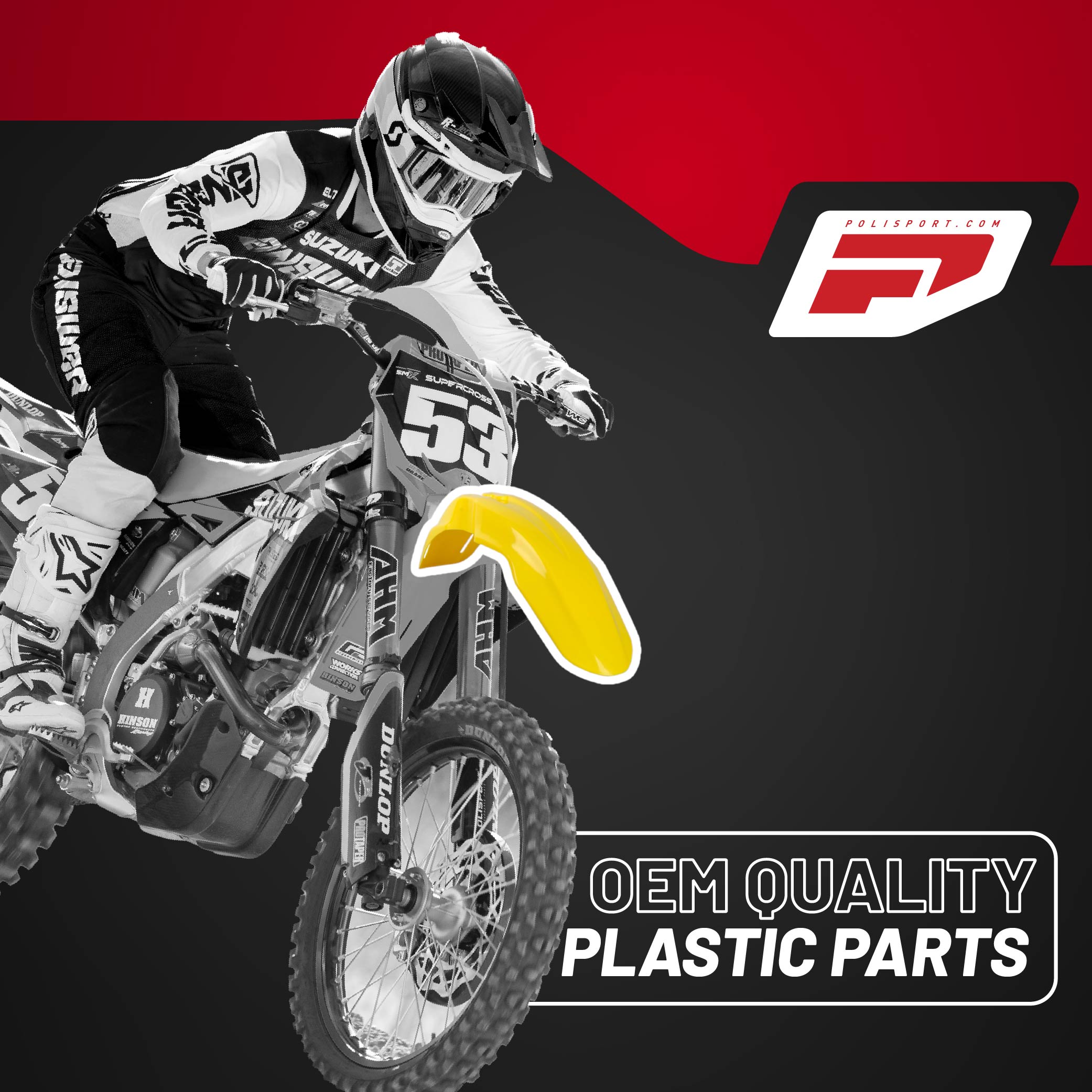 Polisport Motocross (MX) Replica Plastic Kit for Suzuki RMZ 450 (2005-06) Dirt Bike