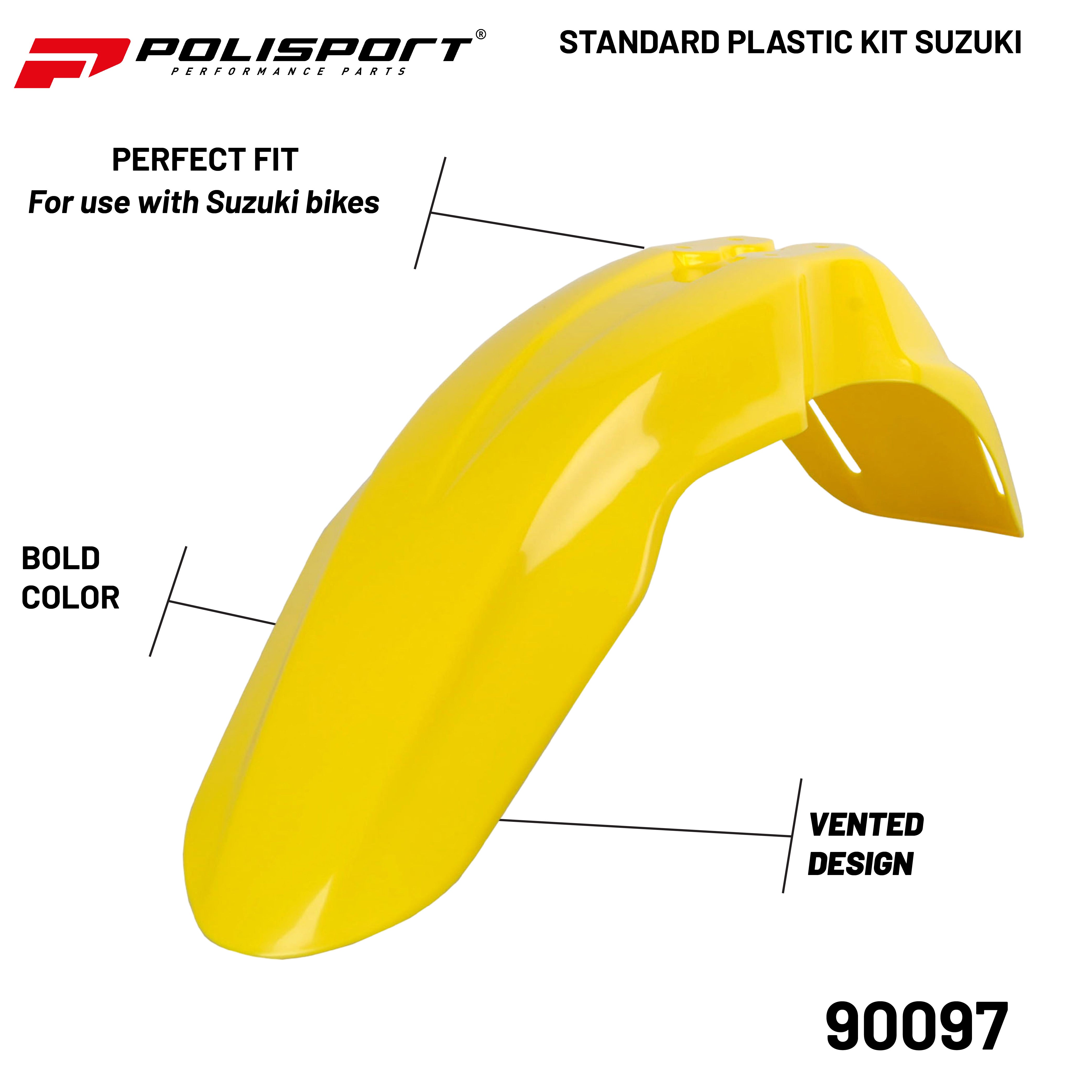 Polisport Full Plastic Kit for Suzuki RMZ450 (2005-2006) OEM Quality Restyling Kit with Superior Fit, Flexibility, and Durability (Yellow/White)