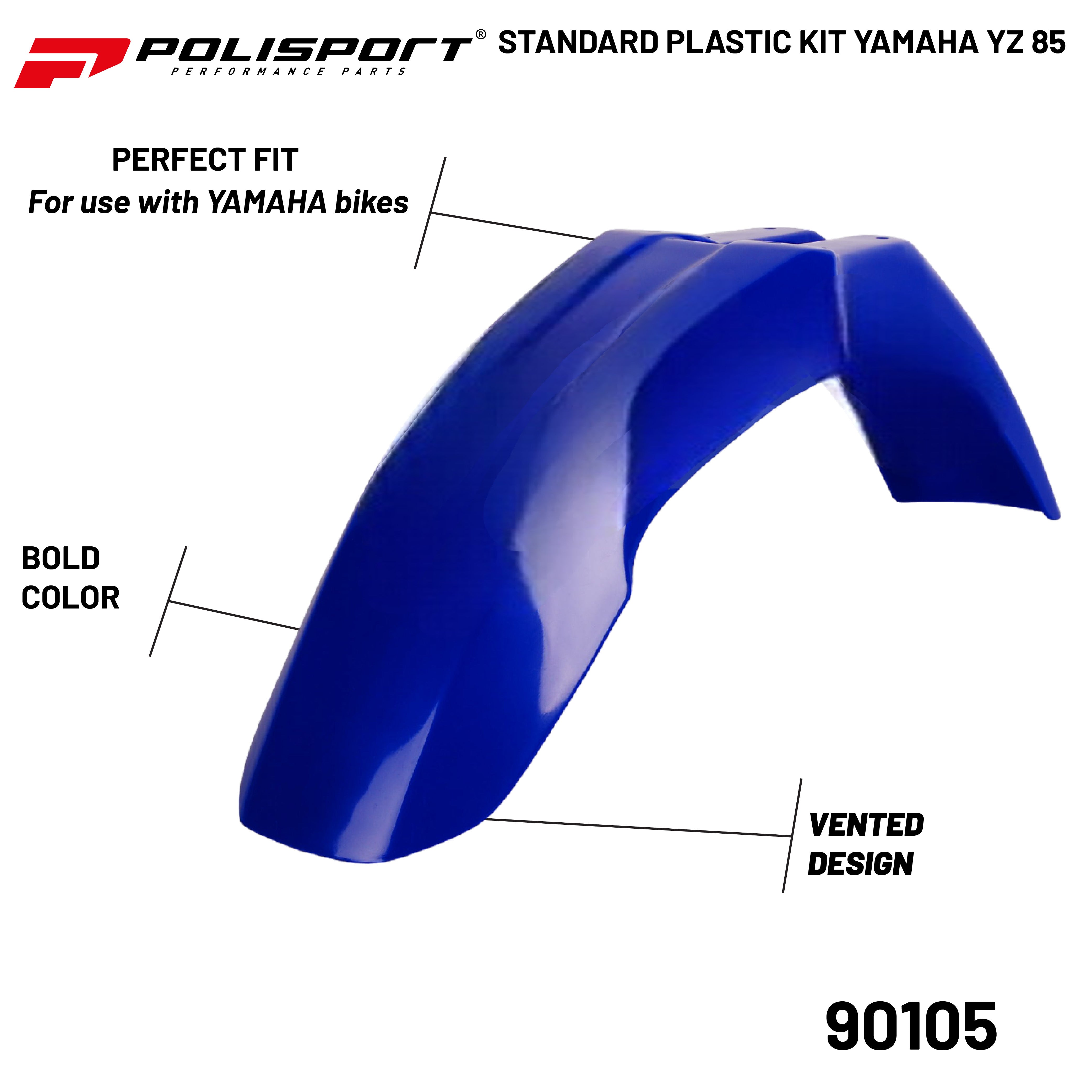 Polisport Full Plastic Kit for Yamaha YZ85 (2002-2014) OEM Quality Restyling Kit with Superior Fit, Flexibility, and Durability (Blue/White)