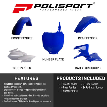 Polisport Motocross (MX) Replica Plastic Kit for Yamaha YZF 250/450 (2003-2005) Dirt Bike
