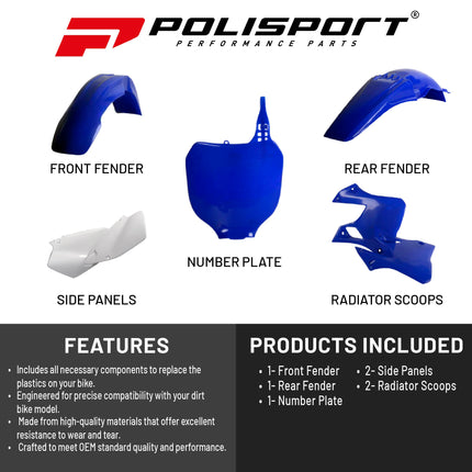 Polisport Motocross (MX) Replica Plastic Kit for Yamaha YZF 125/250 (2000-2001) Dirt Bike