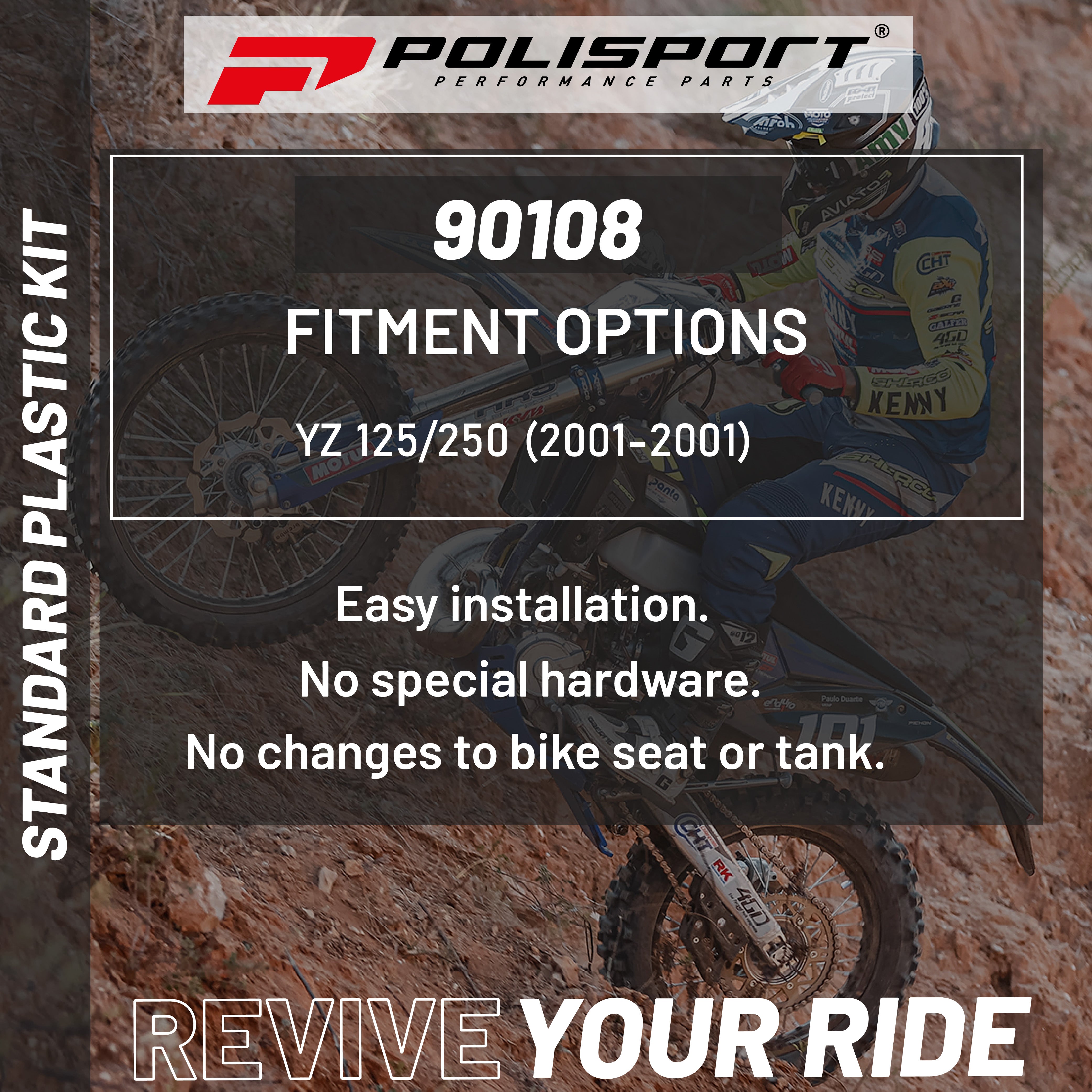 Polisport Motocross (MX) Replica Plastic Kit for Yamaha YZF 125/250 (2000-2001) Dirt Bike