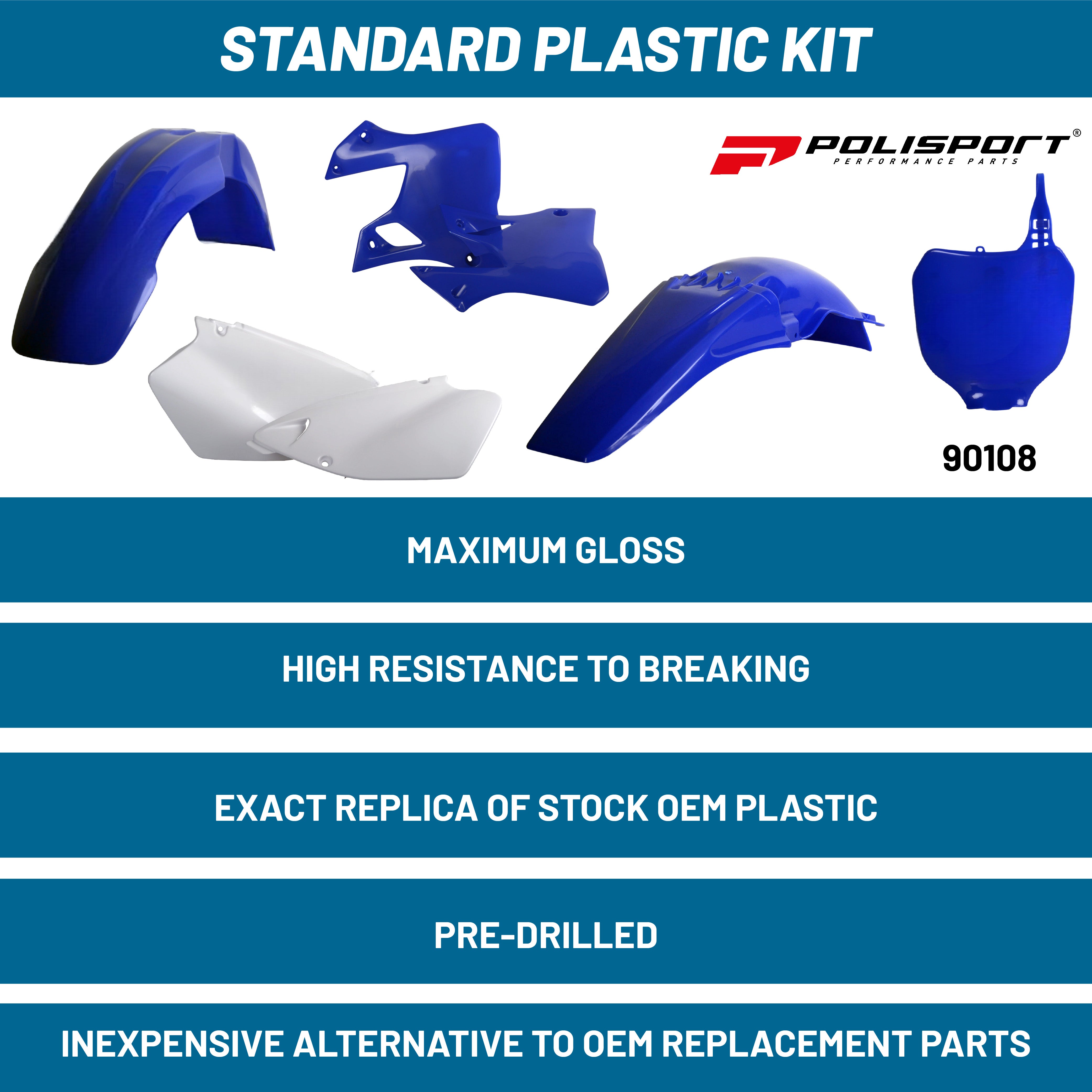 Polisport Motocross (MX) Replica Plastic Kit for Yamaha YZF 125/250 (2000-2001) Dirt Bike