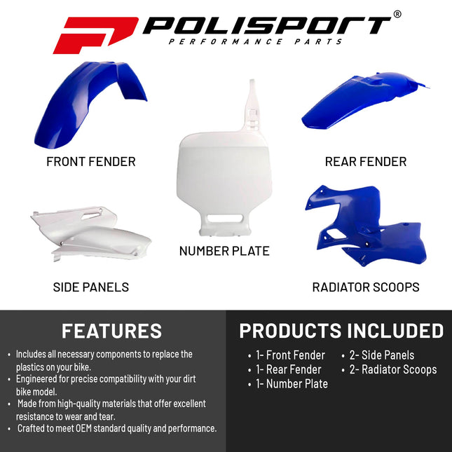Polisport Motocross (MX) Replica Plastic Kit for Yamaha YZ 125/250 (1996-99) Dirt Bike