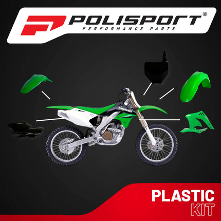 Polisport Motocross (MX) Replica Plastic Kit for Kawasaki KX 250F (2006-08) Dirt Bike – OEM Quality, Durable, Flexible & Perfect Fit – Green/Black