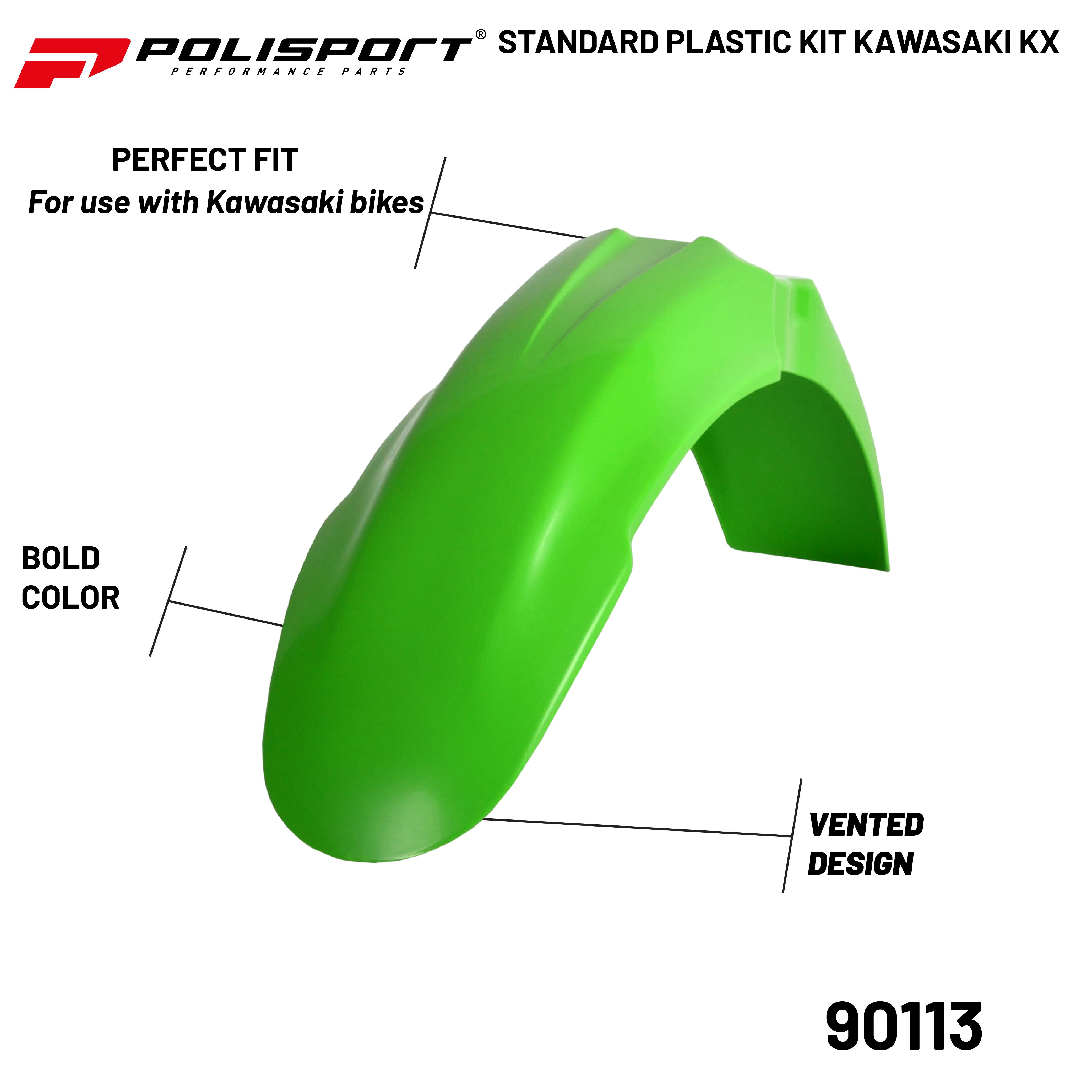 Polisport Full Plastic Kit for Kawasaki KX250 (2006-2008) OEM Quality Restyling Kit with Superior Fit, Flexibility, and Durability (Green/Black)