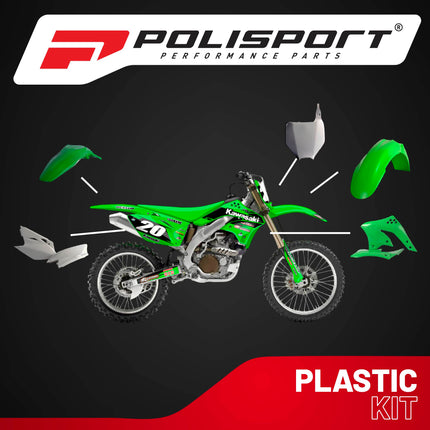 Polisport Motocross (MX) Replica Plastic Kit for Kawasaki KX 450F (2006-08) Dirt Bike – OEM Quality, Durable, Flexible & Perfect Fit – Green/White