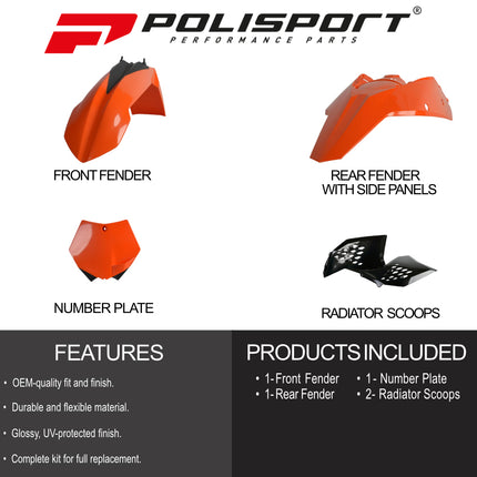 Polisport Motocross (MX) Replica Plastic Enduro Kit for KTM XC/XC-F (2008-10) Dirt Bike