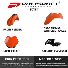 Polisport Full Plastic Kit for KTM SX/SX-F (2007-2010); KTM XC/XC-F (2008-2010) OEM Quality Restyling Kit with Superior Fit, Flexibility, and Durability (Orange/Black)