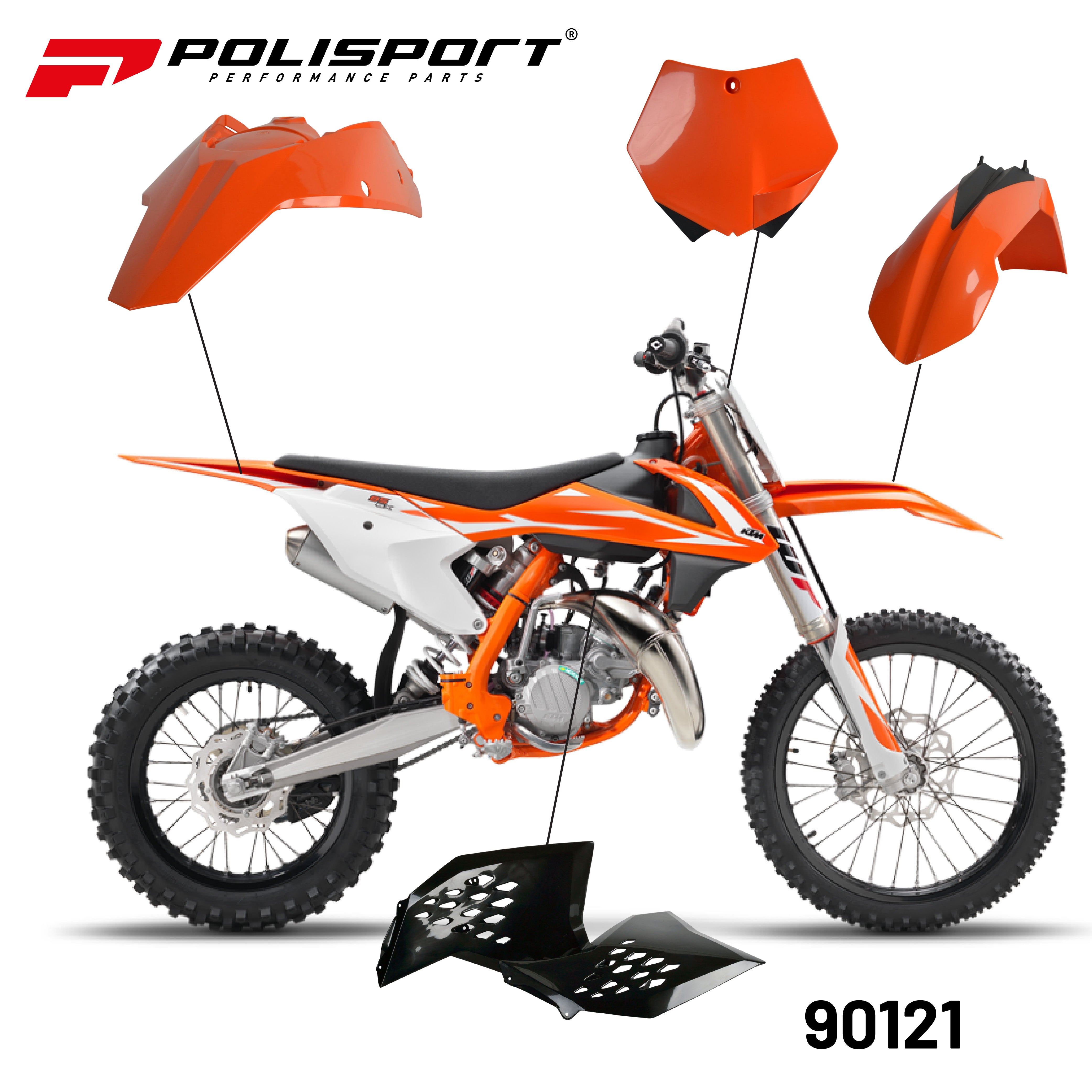 Polisport Full Plastic Kit for KTM SX/SX-F (2007-2010); KTM XC/XC-F (2008-2010) OEM Quality Restyling Kit with Superior Fit, Flexibility, and Durability (Orange/Black)