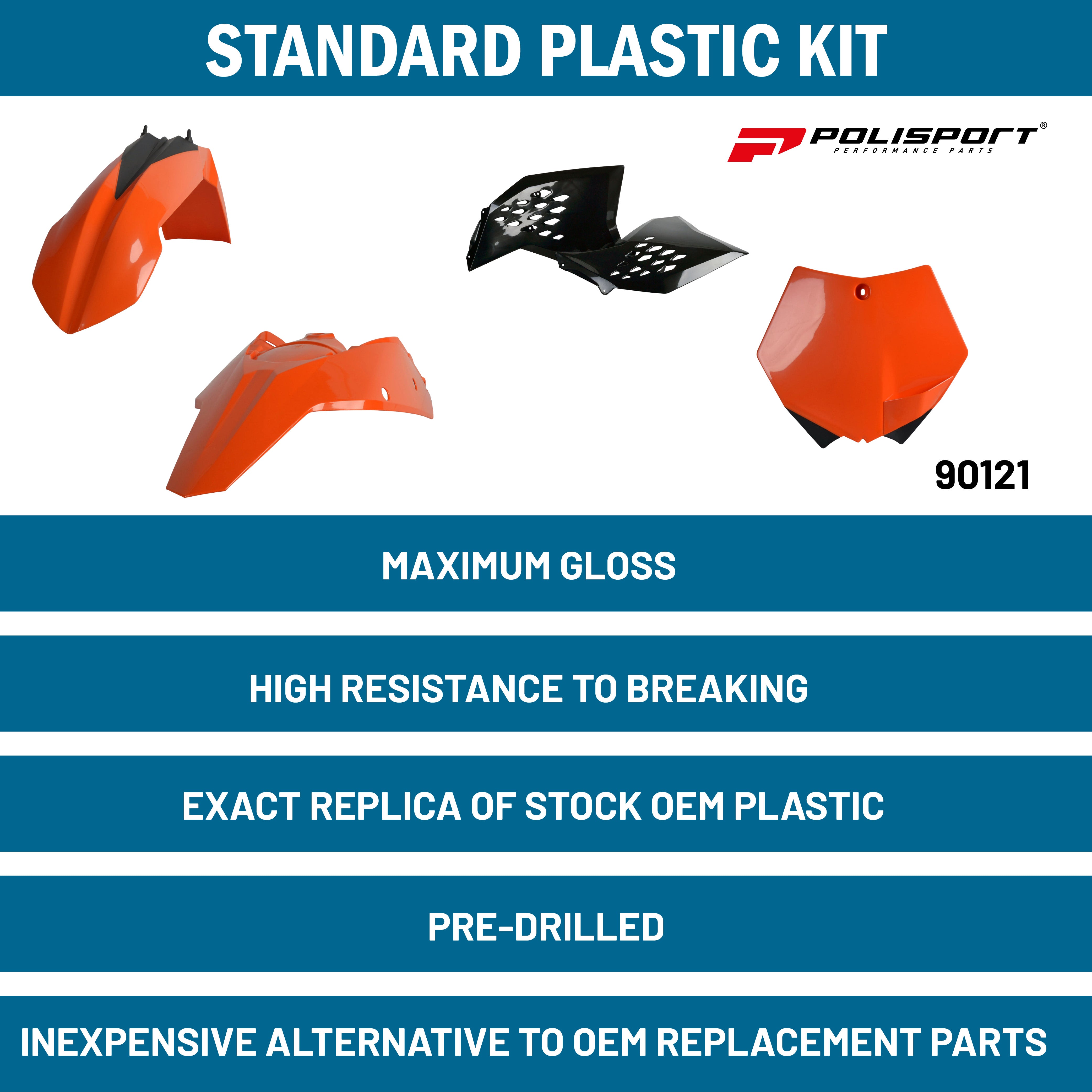 Polisport Full Plastic Kit for KTM SX/SX-F (2007-2010); KTM XC/XC-F (2008-2010) OEM Quality Restyling Kit with Superior Fit, Flexibility, and Durability (Orange/Black)