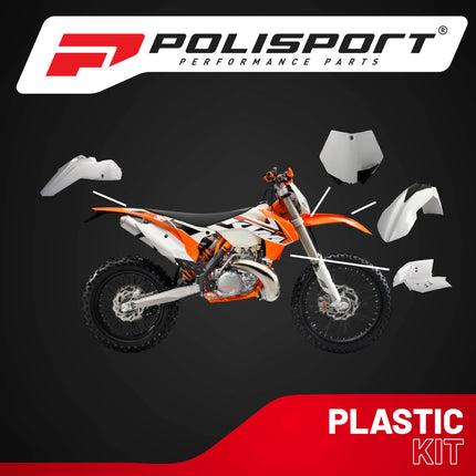 Polisport Motocross (MX) Replica Plastic Kit for KTM XC/XC-F (2008-10) Dirt Bike – OEM Quality, Durable, Flexible & Perfect Fit – White/Black