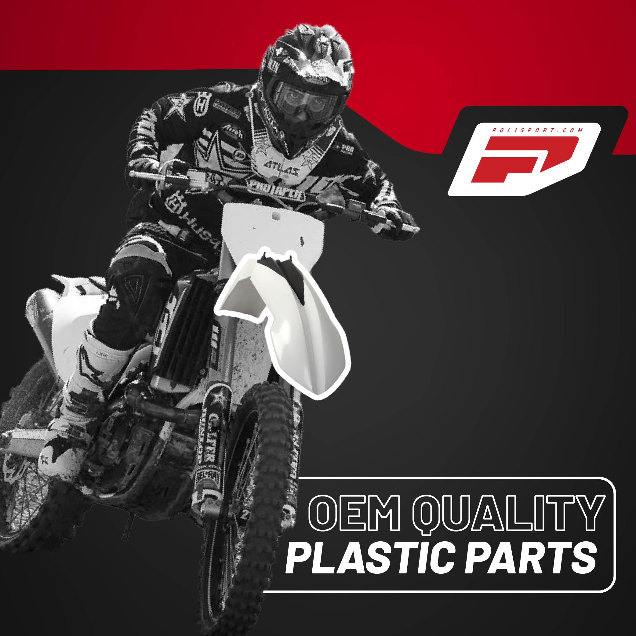 Polisport Motocross (MX) Replica Plastic Kit for KTM XC/XC-F (2008-10) Dirt Bike – OEM Quality, Durable, Flexible & Perfect Fit – White/Black