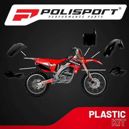 Polisport Motocross (MX) Replica Plastic Kit for Honda CRF 250R (2008) Dirt Bike – OEM Quality, Durable, Flexible & Perfect Fit – Black