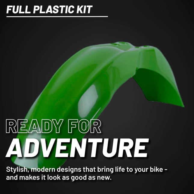 Polisport Motocross (MX) Replica Plastic Kit for Kawasaki KX 65 (2000-25) Dirt Bike – OEM Quality, Durable, Flexible & Perfect Fit – Green/White