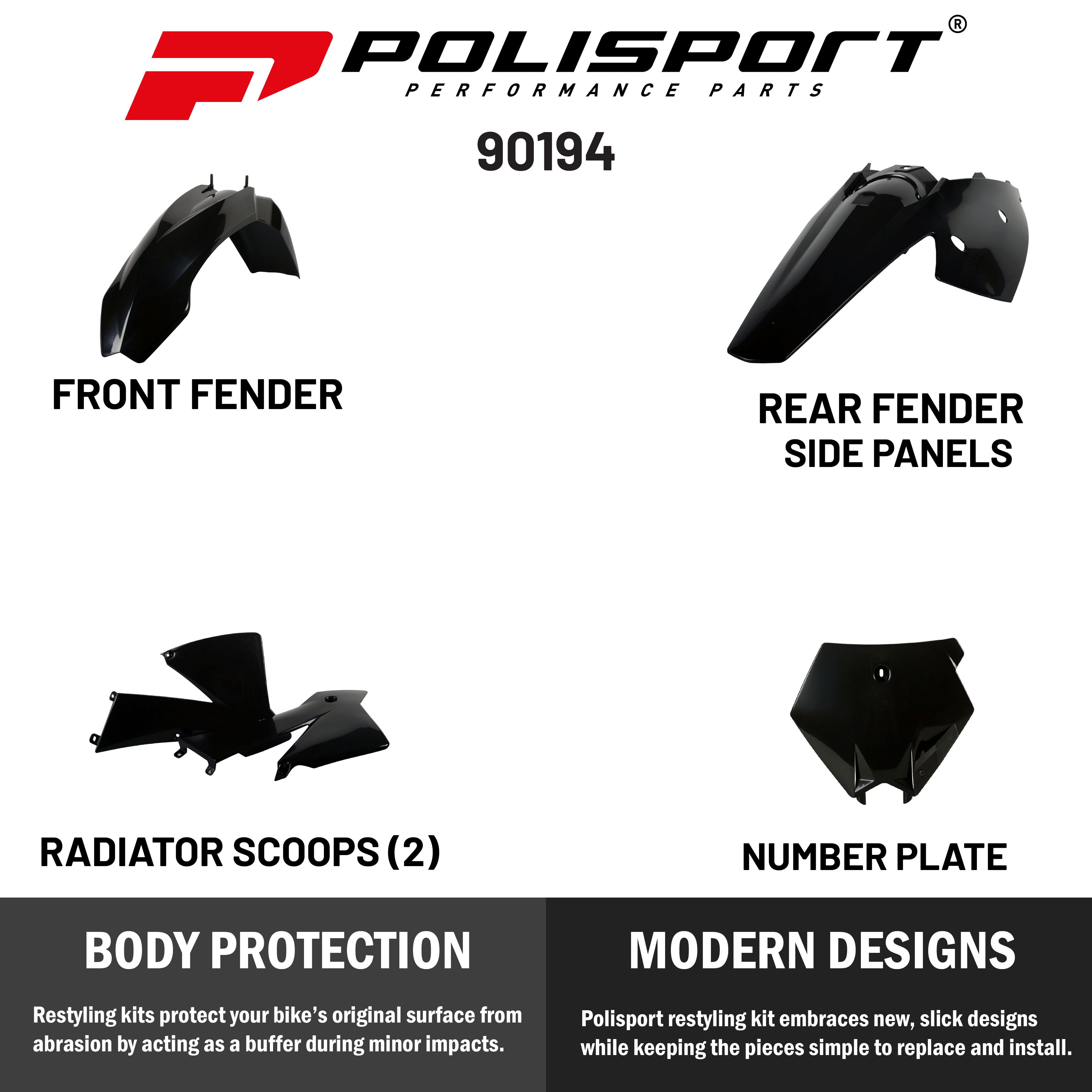 POLISPORT COMPLETE KIT FOR KTM SX(03-04)BLACK