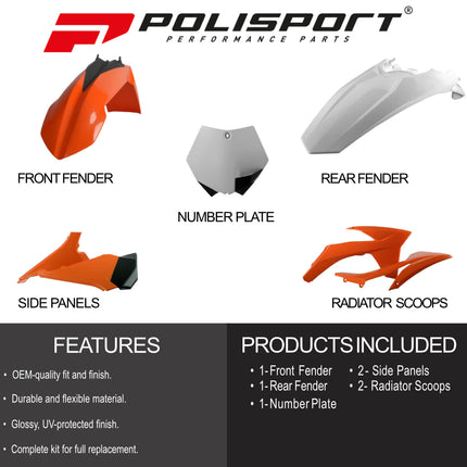 Polisport Motocross (MX) Replica Plastic Enduro Kit for KTM SX (2012) Dirt Bike