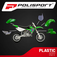 Polisport Motocross (MX) Replica Plastic Kit for Kawasaki KX 85/100/112 (2001-13) Dirt Bike – OEM Quality, Durable, Flexible & Perfect Fit – Green/White