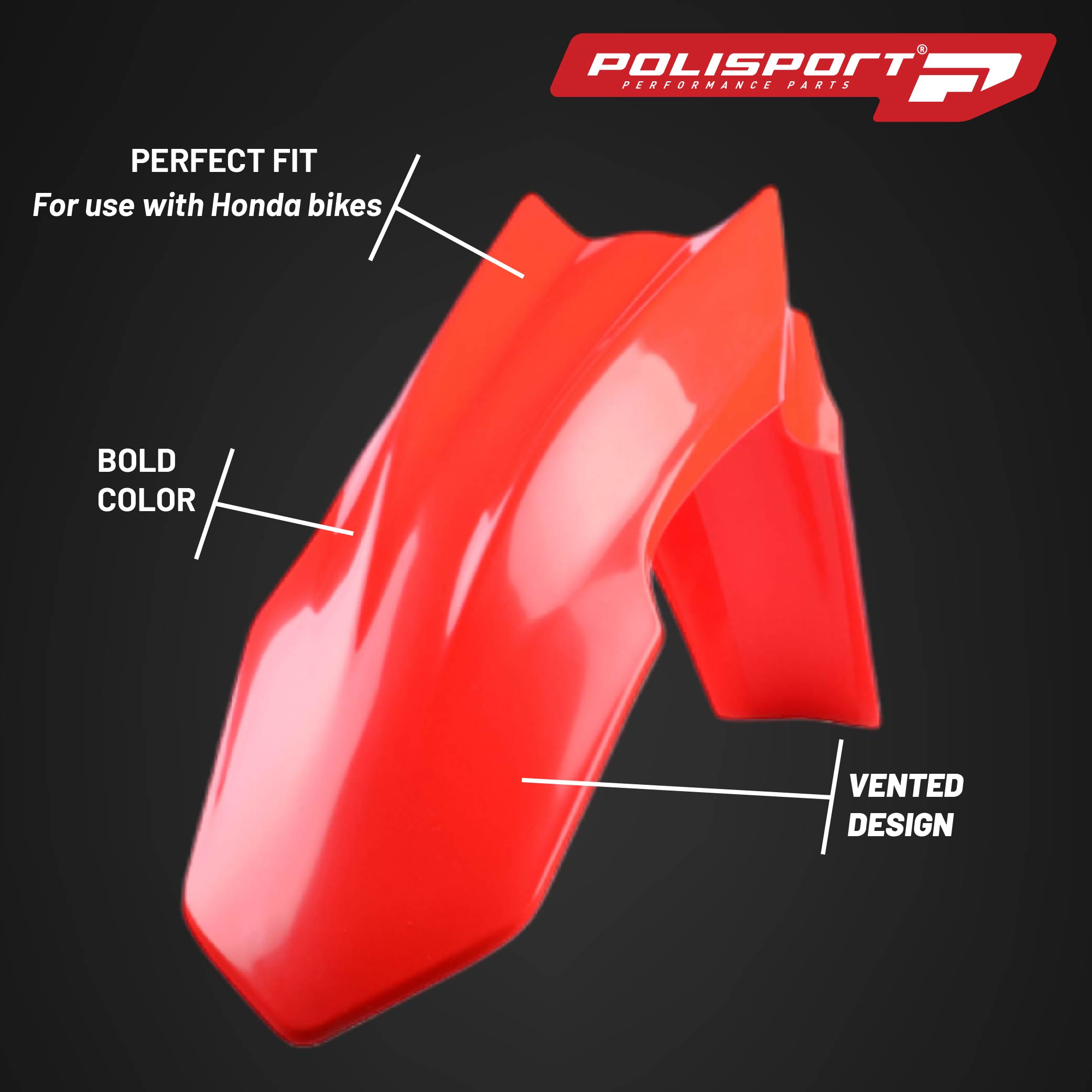 Polisport Motocross (MX) Replica Plastic Kit for Honda CRF 450R (2013-16) Dirt Bike – OEM Quality, Durable, Flexible & Perfect Fit – Red/White