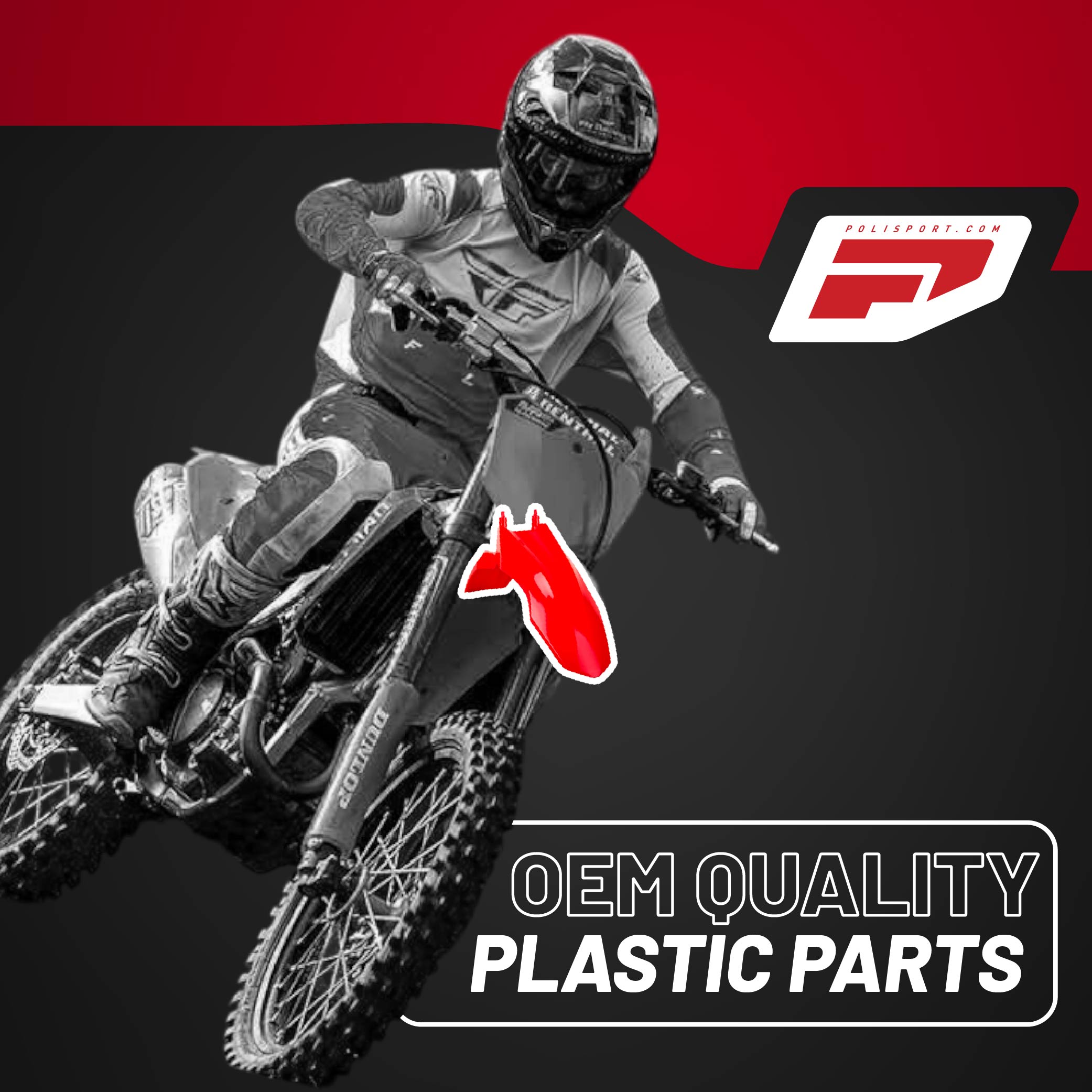 Polisport Motocross (MX) Replica Plastic Kit for Honda CRF 110F (2013-18) Dirt Bike – OEM Quality, Durable, Flexible & Perfect Fit – Red/White