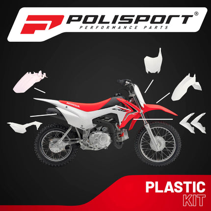 Polisport Motocross (MX) Replica Plastic Kit for Honda CRF 110F (2013-18) Dirt Bike – OEM Quality, Durable, Flexible & Perfect Fit – White