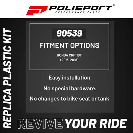 Polisport Motocross (MX) Replica Plastic Kit for Honda CRF 110F (2013–2018) Dirt Bike – OEM Quality, Durable, Flexible & Perfect Fit – Black