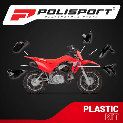 Polisport Motocross (MX) Replica Plastic Kit for Honda CRF 110F (2013–2018) Dirt Bike – OEM Quality, Durable, Flexible & Perfect Fit – Black