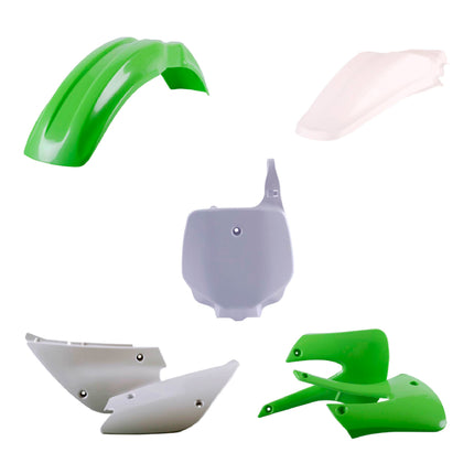 Polisport Motocross (MX) Replica Plastic Kit for Kawasaki KX 85/100/112 (2001-13) Dirt Bike – OEM Quality, Durable, Flexible & Perfect Fit – Green/White