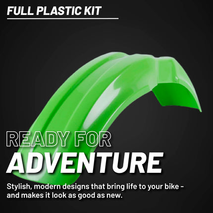 Polisport Motocross (MX) Replica Plastic Kit for Kawasaki KX 85/100/112 (2001-13) Dirt Bike – OEM Quality, Durable, Flexible & Perfect Fit – Green/White
