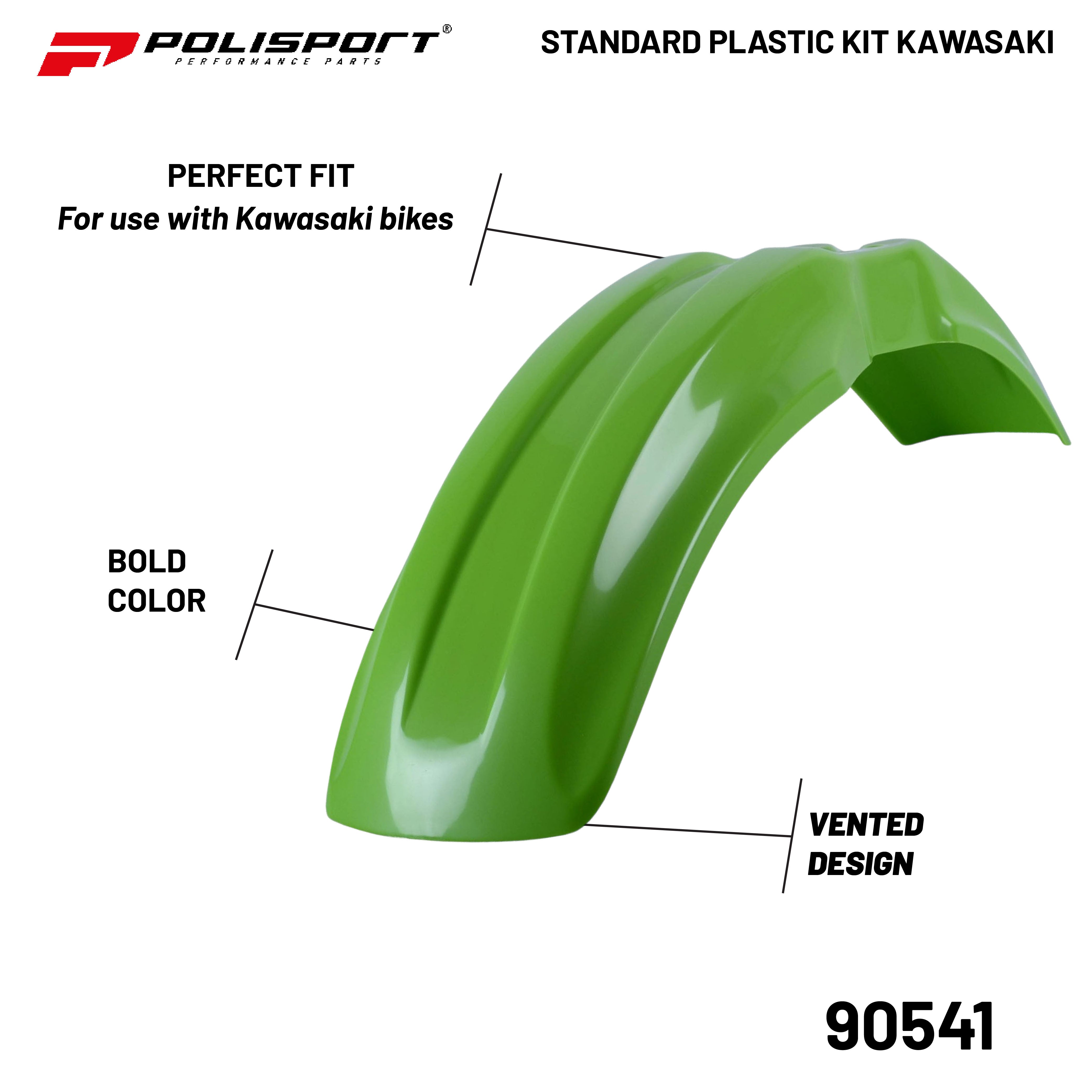 Polisport Full Plastic Kit for Kawasaki KX 85/100/112 (2001-13) - Green/White