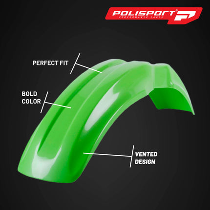 Polisport Motocross (MX) Replica Plastic Kit for Kawasaki KX 85/100/112 (2001-13) Dirt Bike – OEM Quality, Durable, Flexible & Perfect Fit – Green/White