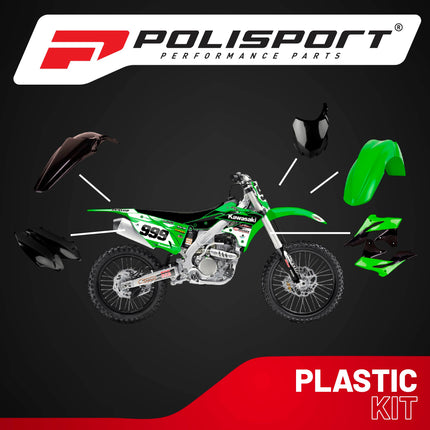 Polisport Motocross (MX) Replica Plastic Kit for Kawasaki KX 250F (2013-16) Dirt Bike – OEM Quality, Durable, Flexible & Perfect Fit – Green/Black