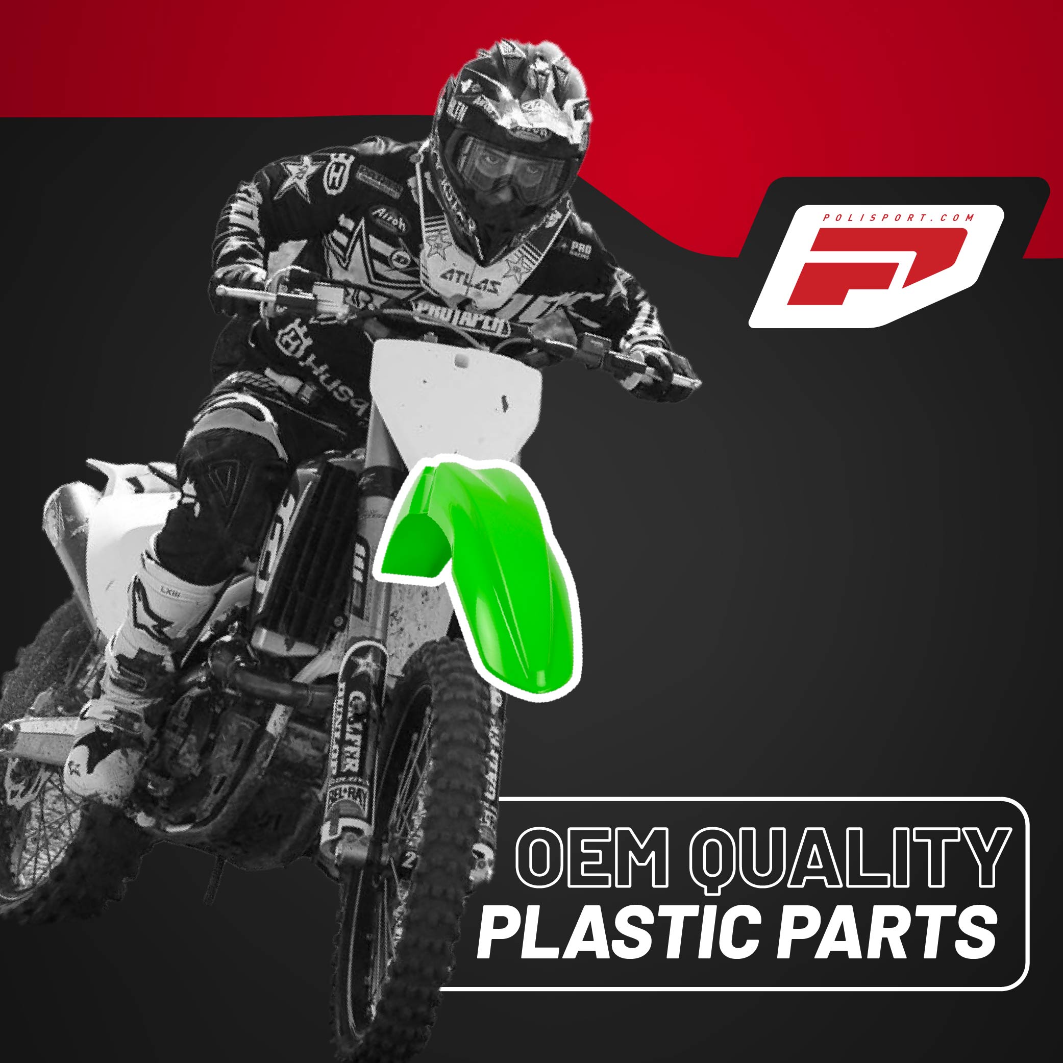 Polisport Motocross (MX) Replica Plastic Kit for Kawasaki KX 450F (2013-15) Dirt Bike – OEM Quality, Durable, Flexible & Perfect Fit – Green/White/Black
