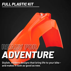 Polisport Motocross (MX) Replica Plastic Kit for KTM SX/SX-F (2013-15) Dirt Bike – OEM Quality, Durable, Flexible & Perfect Fit – Orange/White/Black