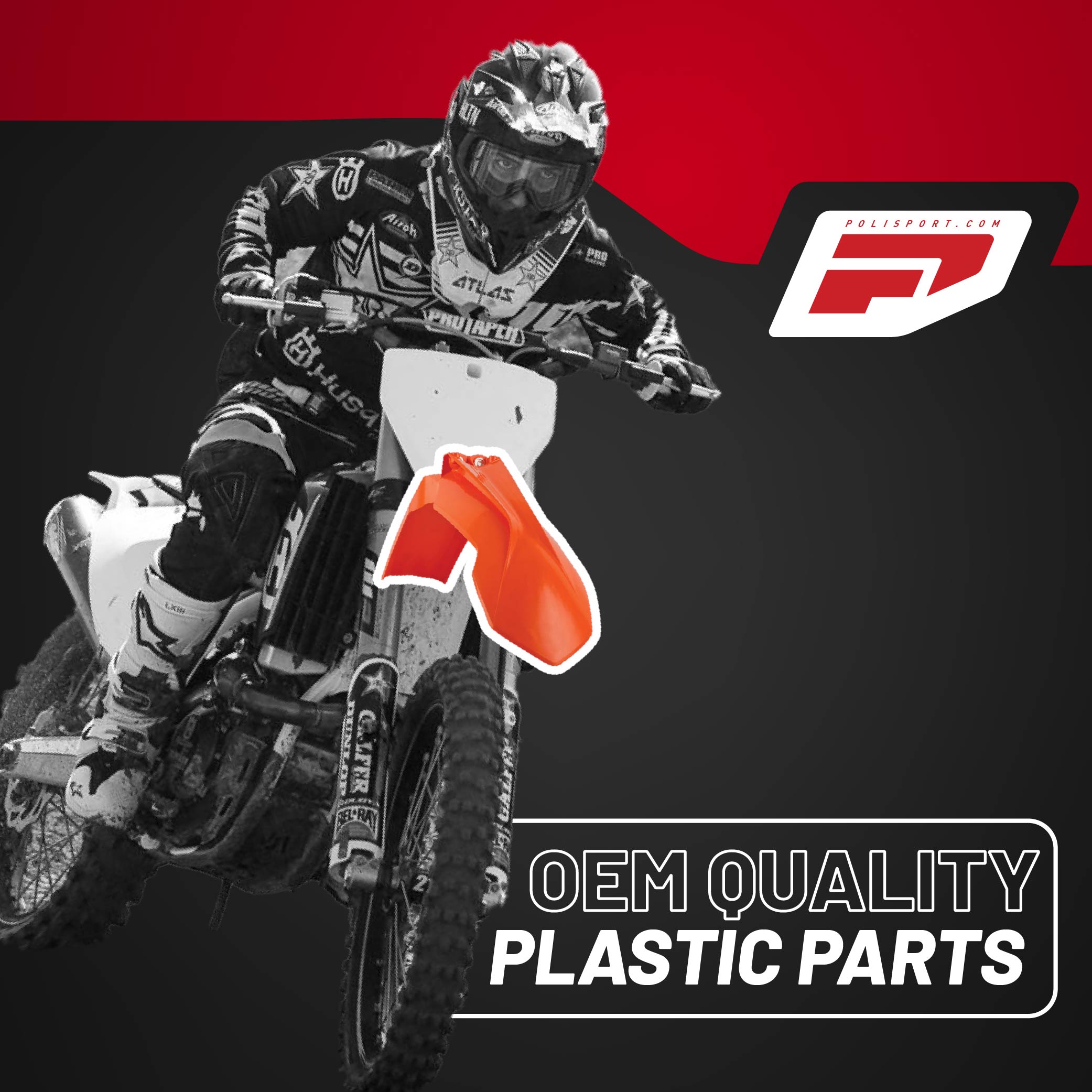 Polisport Motocross (MX) Replica Plastic Kit for KTM SX/SX-F (2013-15) Dirt Bike – OEM Quality, Durable, Flexible & Perfect Fit – Orange/White/Black