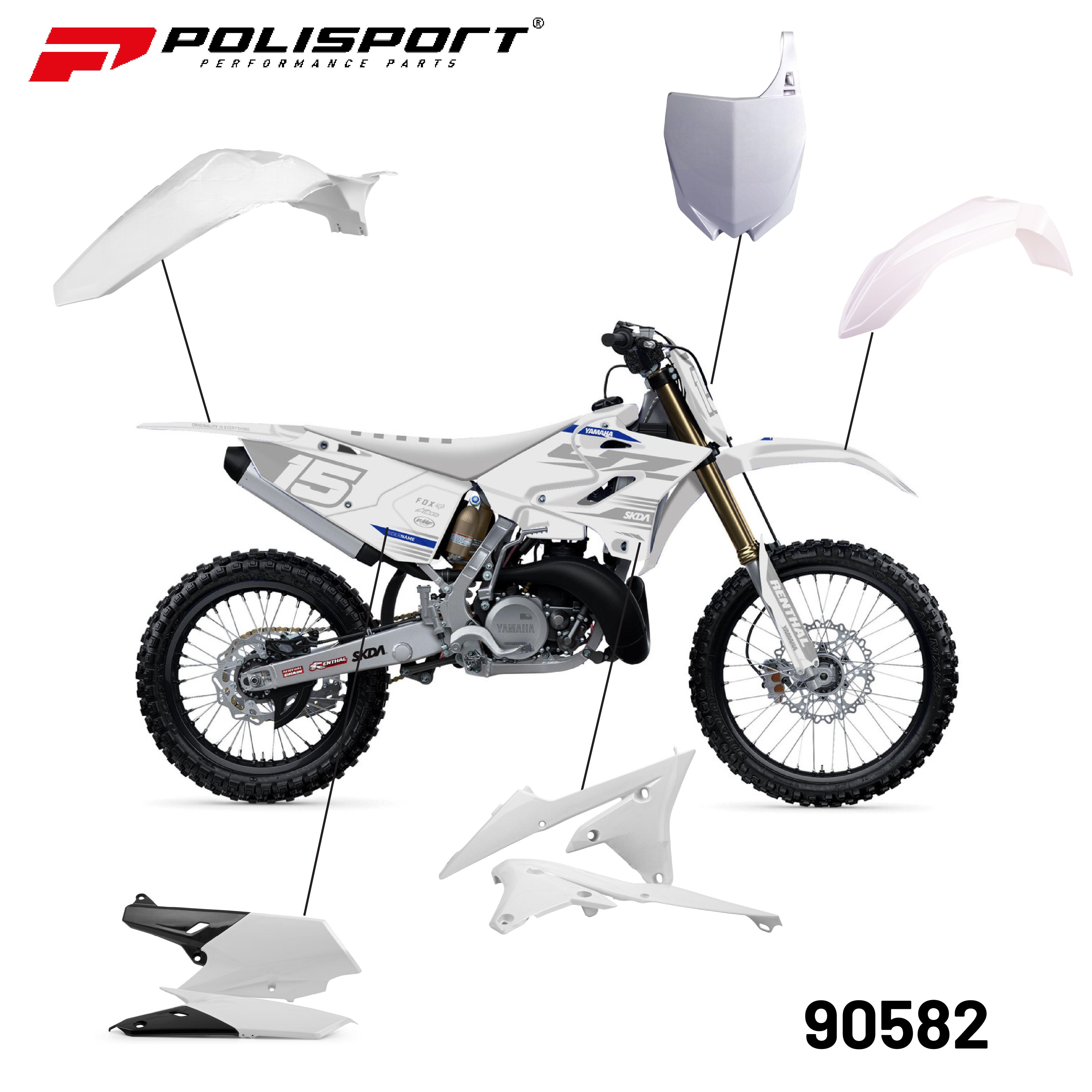 Polisport Motocross (MX) Replica Plastic Kit for Yamaha YZ 450F (2014-17) Dirt Bike